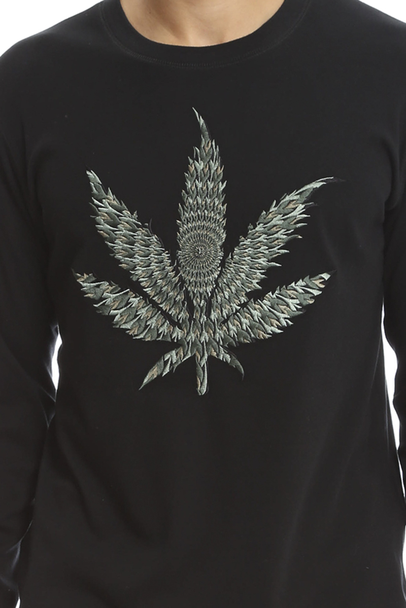 Lucien Pellat-Finet Embroidered Leaf Tee - black | Garmentory
