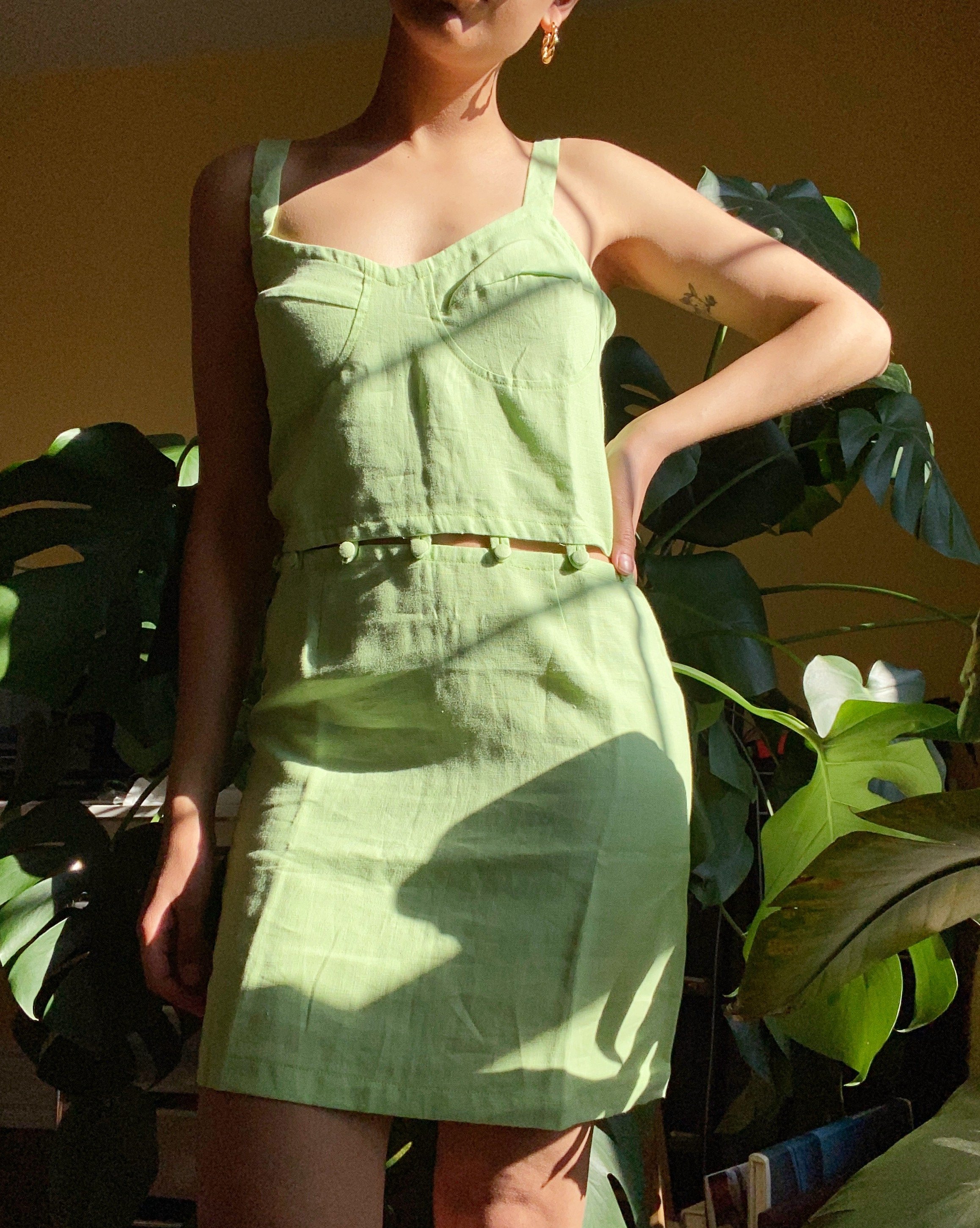 Tach Clothing Edurne Linen Dress Green Lime Garmentory