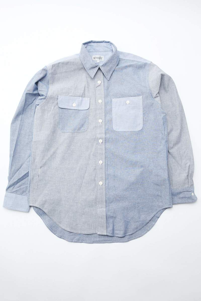 トップス ENGINEERED GARMENTS WORKADAY BD SHIRT Engineered Garments Workaday Cotton Chambray Utility Shirt - Blue