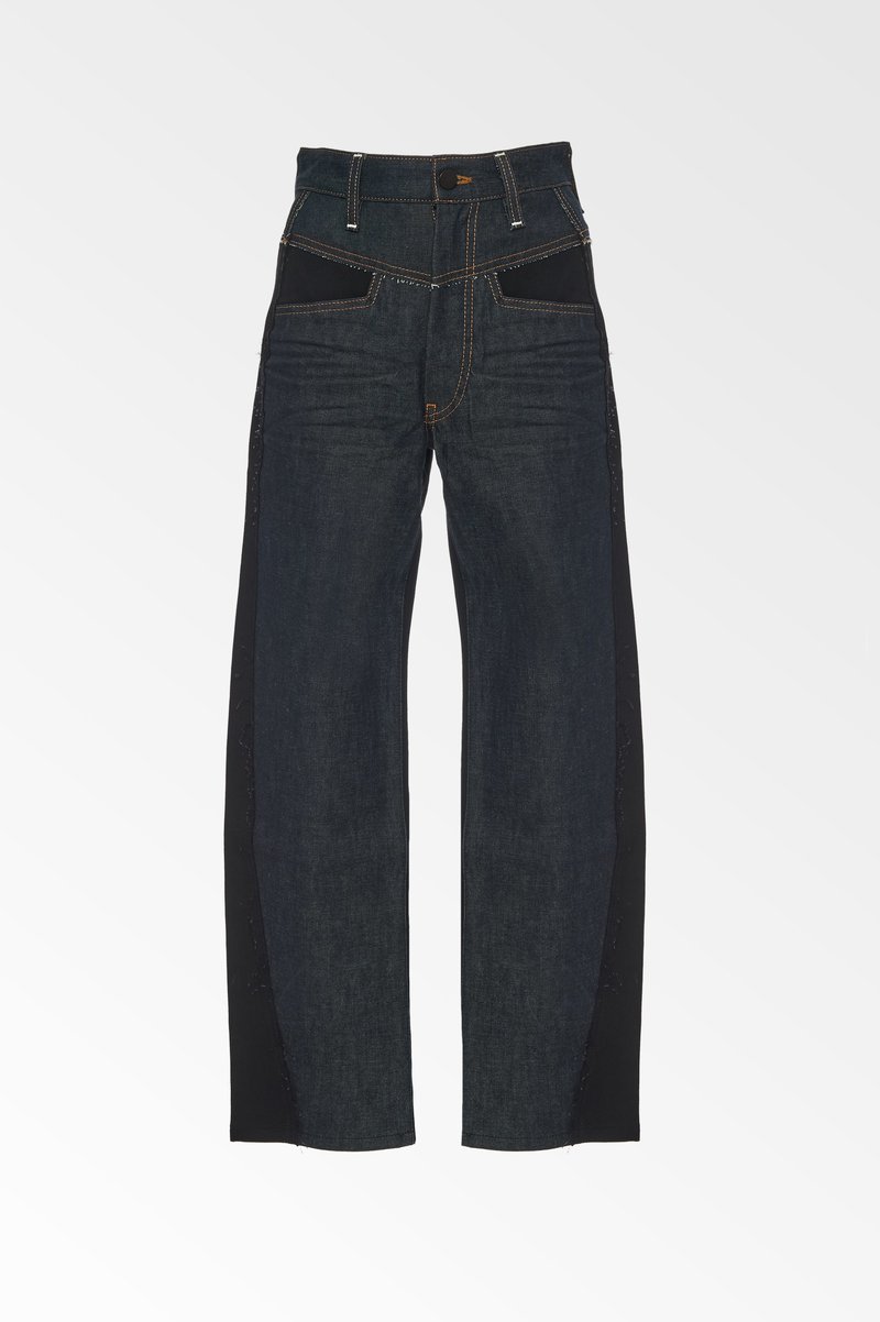 Colovos Two-Tone Front Yoke Jean - Blue/Black | Garmentory