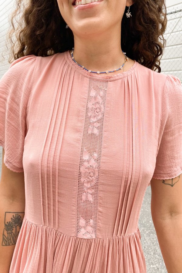auguste pink dress Auguste Tiered Frill Midi Dress Blush
