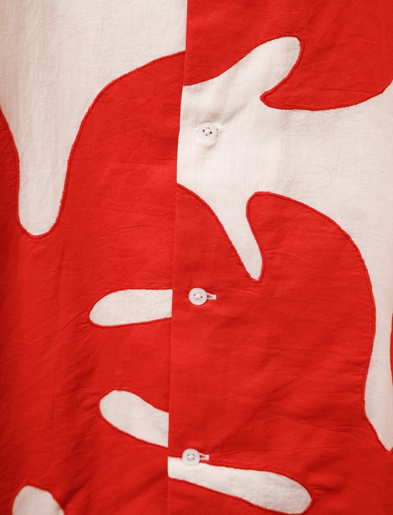 Bode Cut-Out Appliqu Shirt - Red/White
