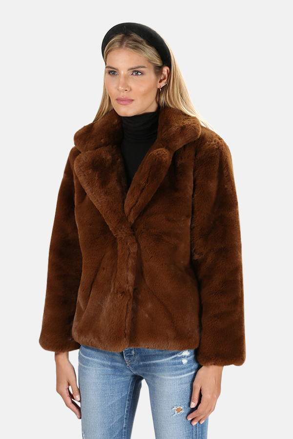 Apparis Manon Faux Fur Coat - Chocolat 