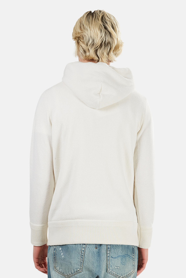 Side Slope Knitted Hoodie - Off White Side Slope Knitted Hoodie - Off White