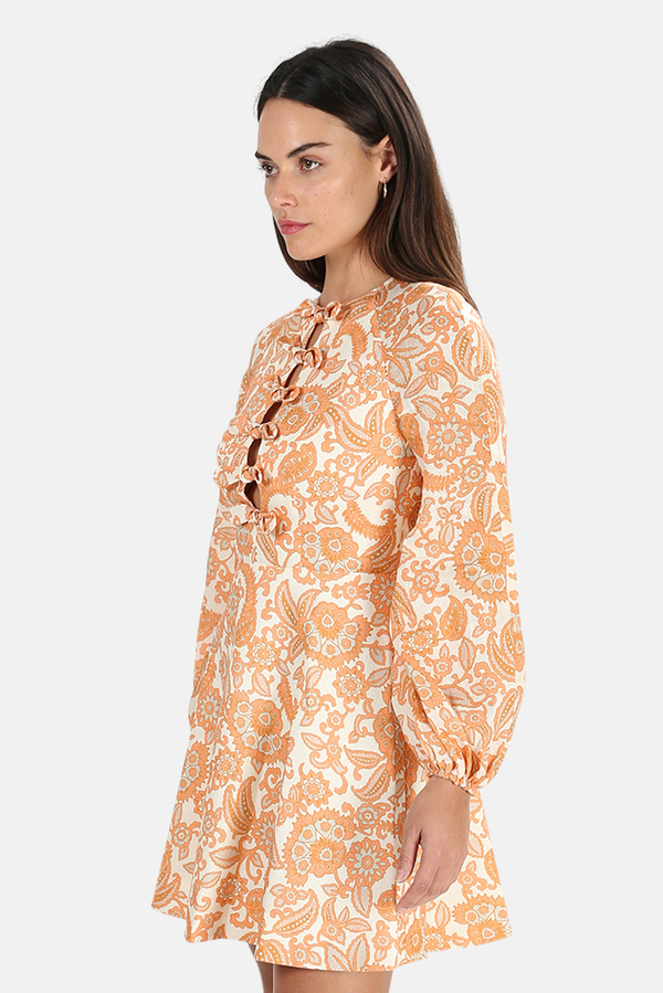 Zimmermann Peggy Scallop Short Dress - Orange Paisley | Garmentory