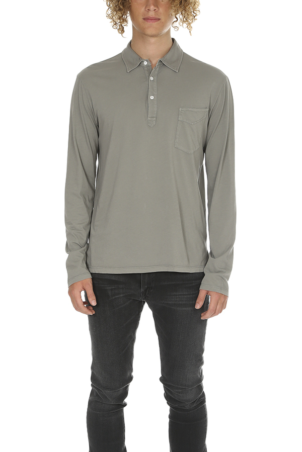 Officine Generale LS Polo Top - Greystone Officine Generale LS Polo Top - Greystone