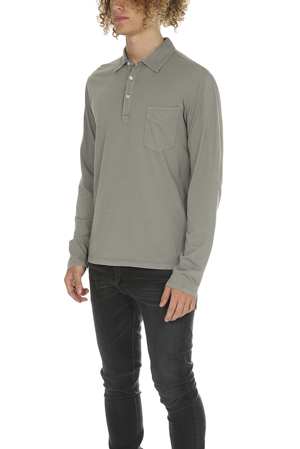 Officine Generale LS Polo Top - Greystone Officine Generale LS Polo Top - Greystone