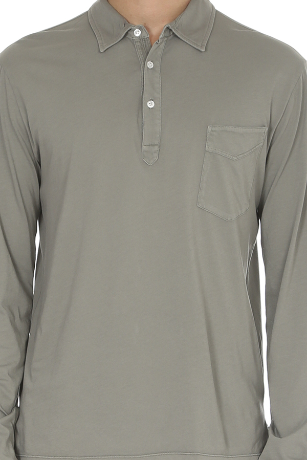 Officine Generale LS Polo Top - Greystone Officine Generale LS Polo Top - Greystone