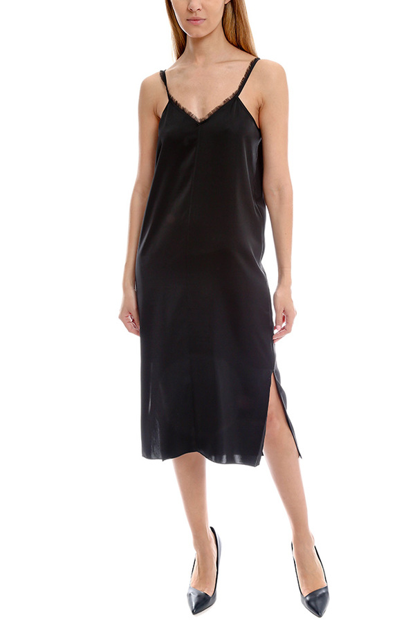 atm black dress ATM SS V-Neck Side Ruched Dress – finn + willow main image 0