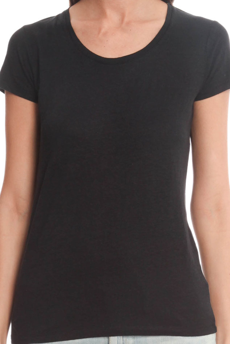 Majestic Filatures Linen Stretch Scoop Classic T-Shirt - Black