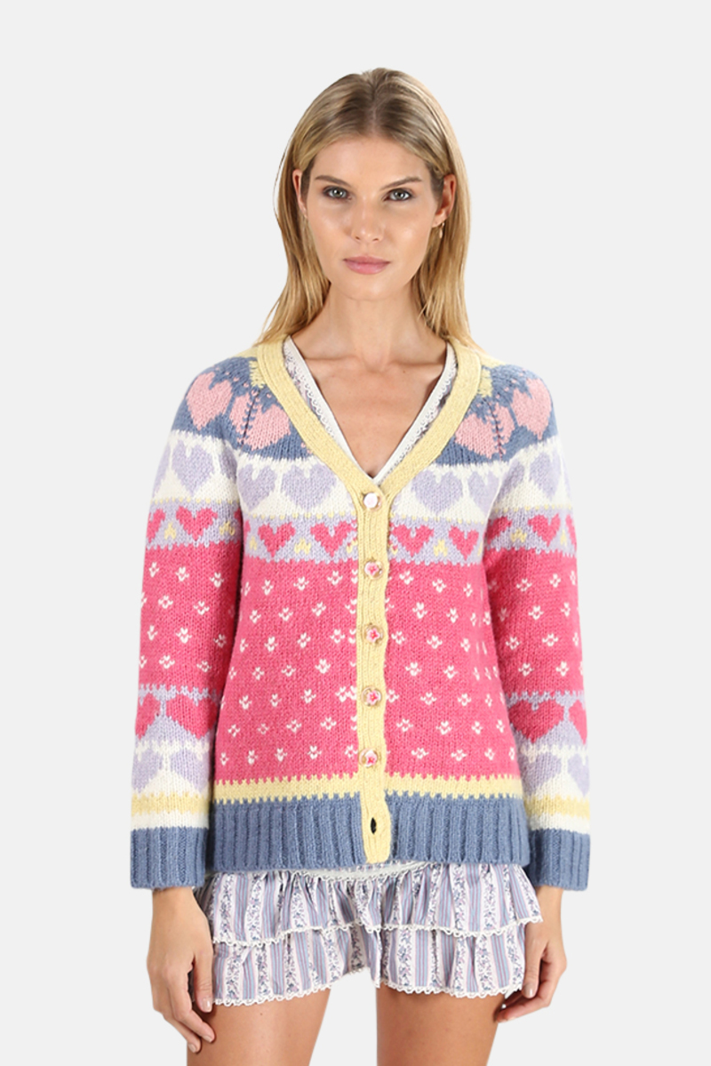 LoveShackFancy Deena Cardigan Pink Icing Garmentory