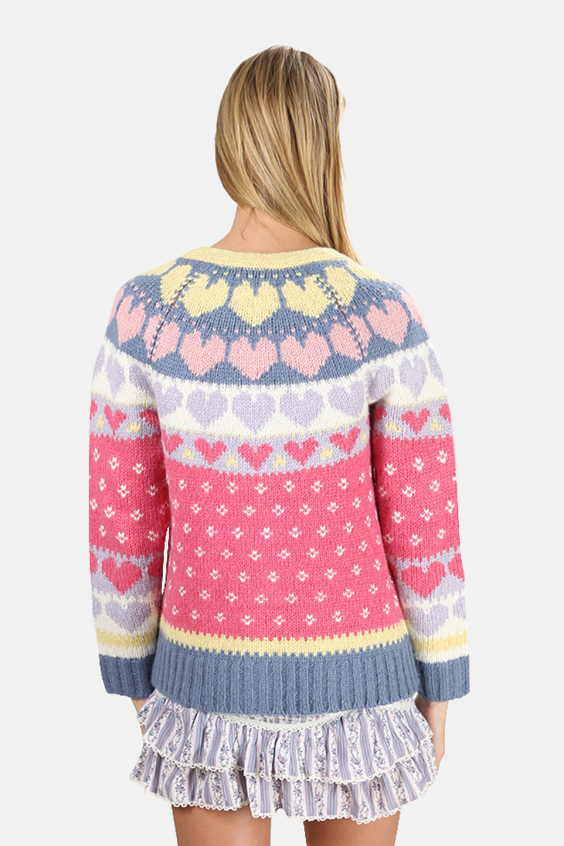 LoveShackFancy Deena Cardigan Pink Icing