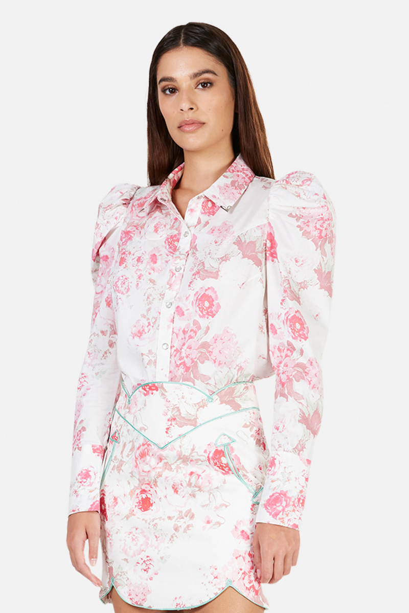 For Love & Lemons Saratoga Floral Blouse - Pink Floral