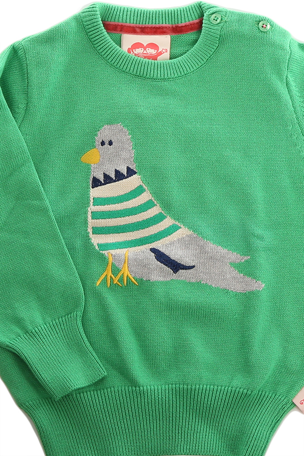 Kids Tootsa MacGinty Downtown Pigeon Sweater - Kelly Green Kids Tootsa MacGinty Downtown Pigeon Sweater - Kelly Green