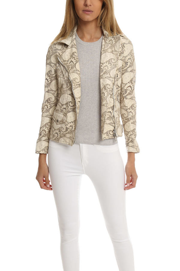 Giorgio Brato Asym Lace Leather Jacket - Milk Giorgio Brato Asym Lace Leather Jacket - Milk
