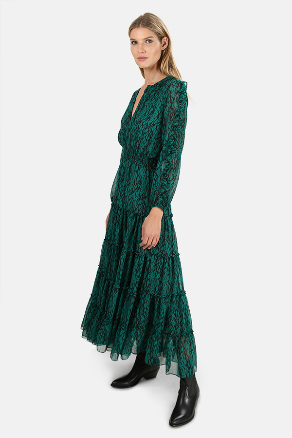 misa los angeles green dress Reflective Botanical / XXS