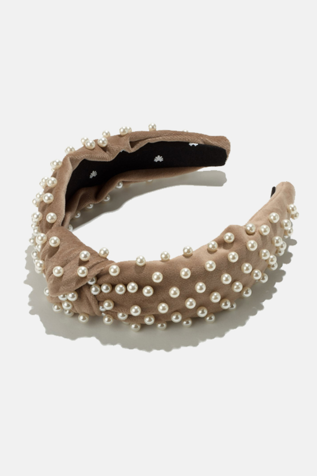 Lele sadoughi tan headband Lele Sadoughi Pebble-Embellished Velvet Knotted Headband  main image 2
