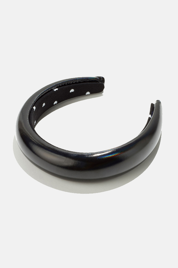 Lele Sadoughi Black Glossy Headband Lele Sadoughi Kelly Metallic Ruched Satin Headband | Neiman  main image 2