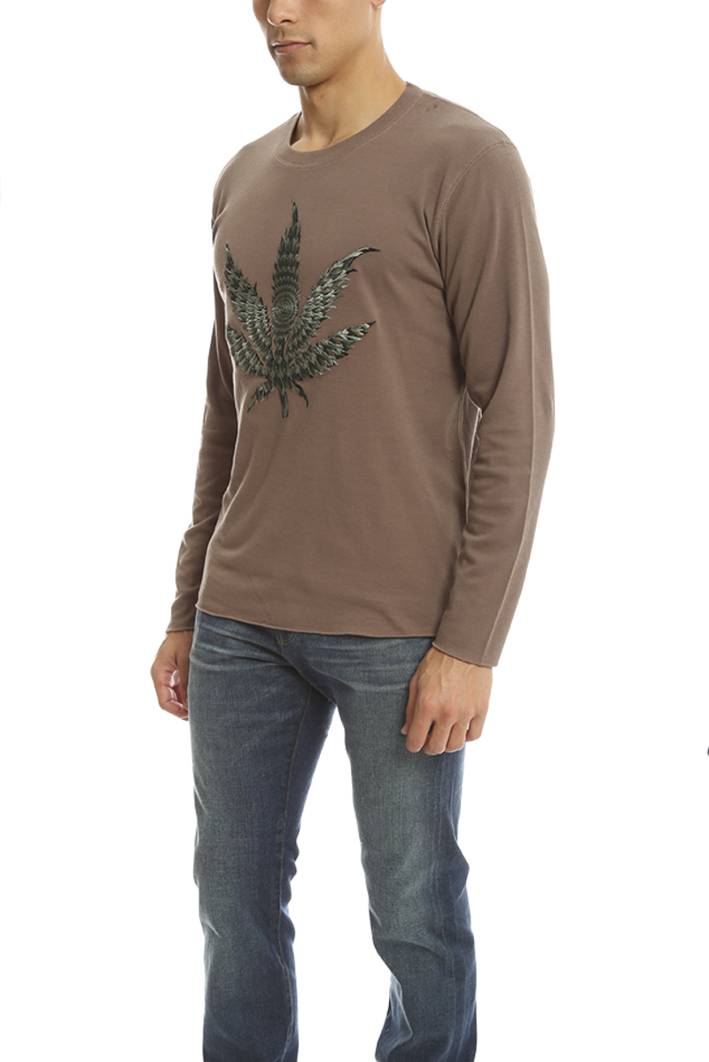 Lucien Pellat-Finet Embroidered Leaf T-Shirt - Brown | Garmentory