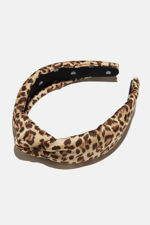 Lele Sadoughi Silk Knot Headband - Snow Leopard | Garmentory display picture 3