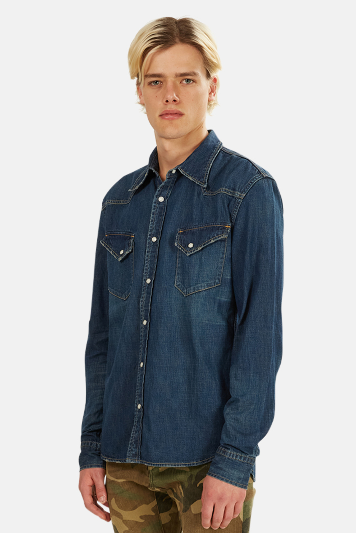 Remi Relief Denim Western Shirt - Blue - Image 2 of 4