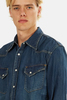 Remi Relief Denim Western Shirt - Blue - Thumbnail 4