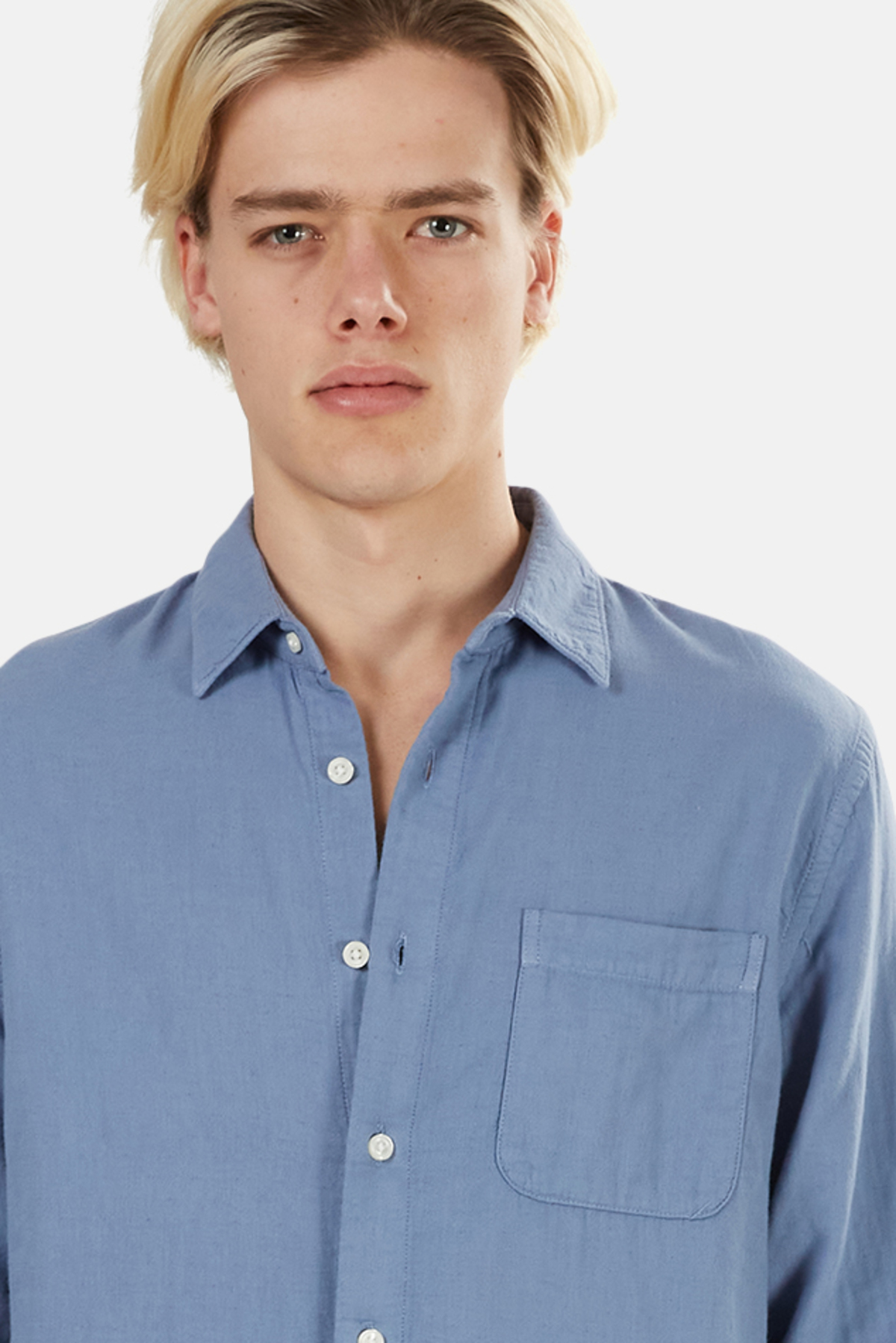 Kato The Ripper Slim French Seam Shirt - matte Blue | Garmentory