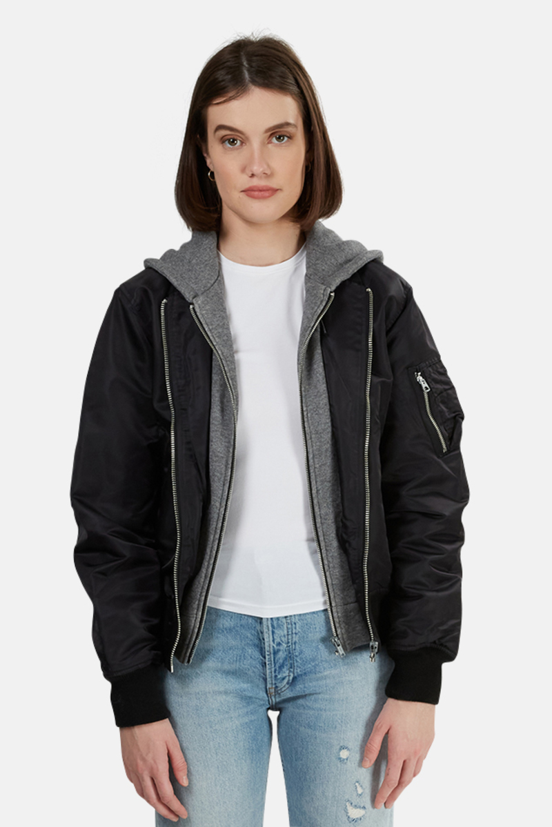 R13 Hooded Flight Jacket - Black | Garmentory