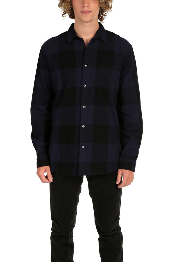 Robert Geller Dyed Plaid Shirt - Navy Robert Geller Dyed Plaid Shirt - Navy