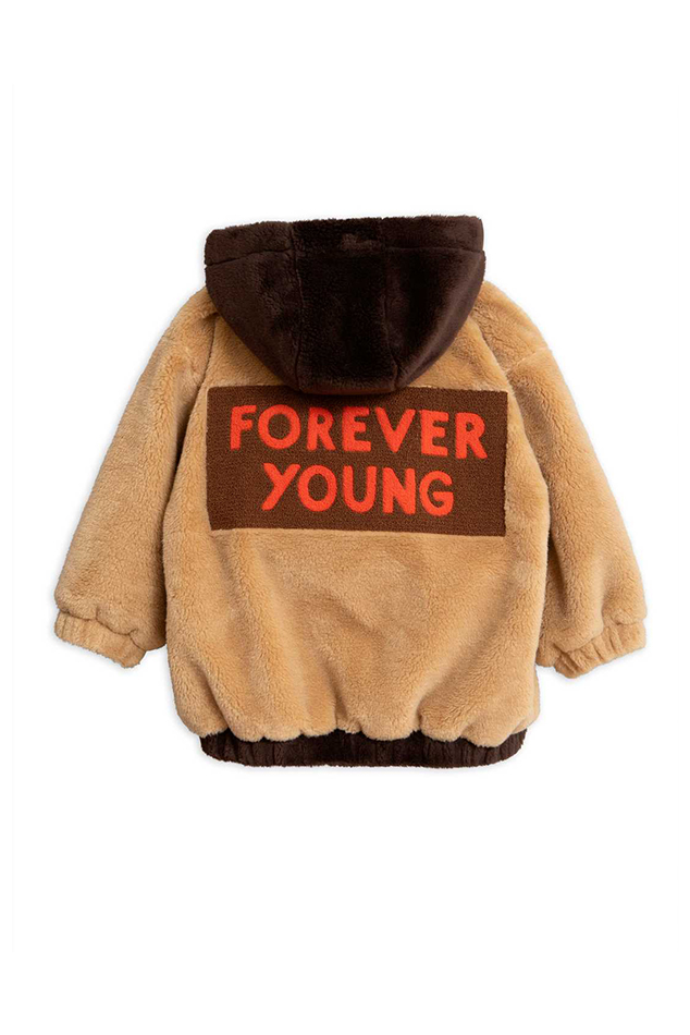 Kids Mini Rodini Faux Fur Hooded Jacket Beige Garmentory