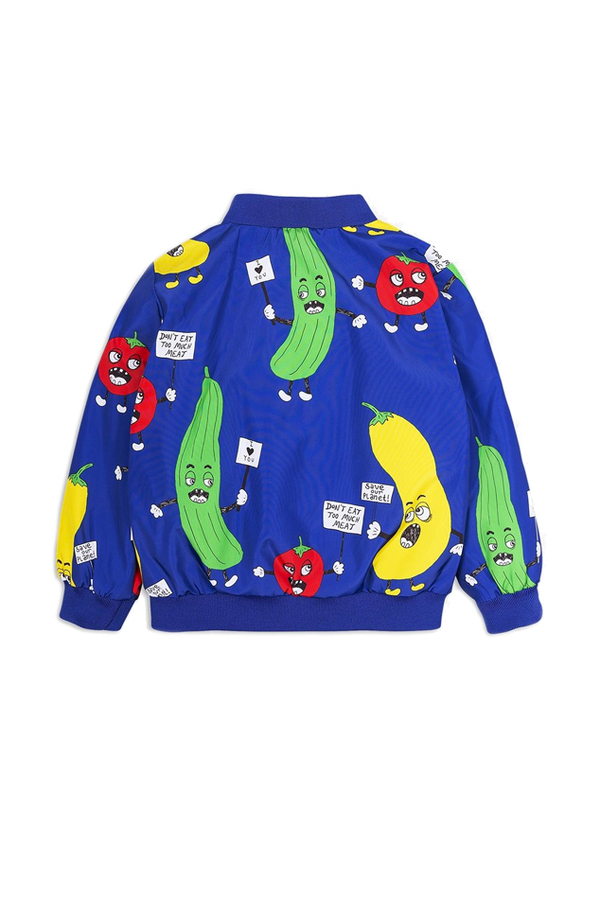 Kids Mini Rodini Veggie Baseball Jacket - Blue Kids Mini Rodini Veggie Baseball Jacket - Blue