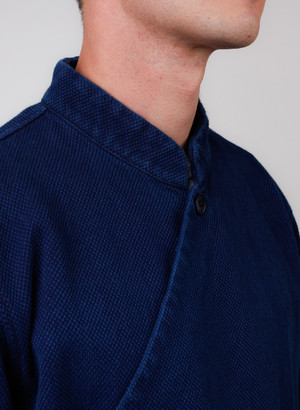 Men's Blue Blue Japan Indigo Hand Dyed Small "Sashiko" Kurta Jacket Men's Blue Blue Japan Indigo Hand Dyed Small "Sashiko" Kurta Jacket