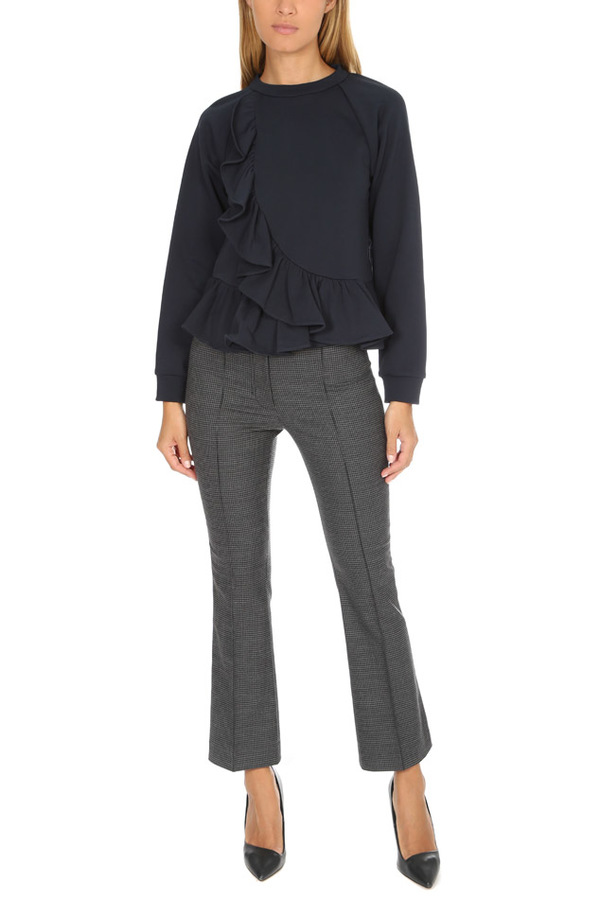 Helmut Lang Houndstooth Cropped Flare Pant - Melange Grey Helmut Lang Houndstooth Cropped Flare Pant - Melange Grey