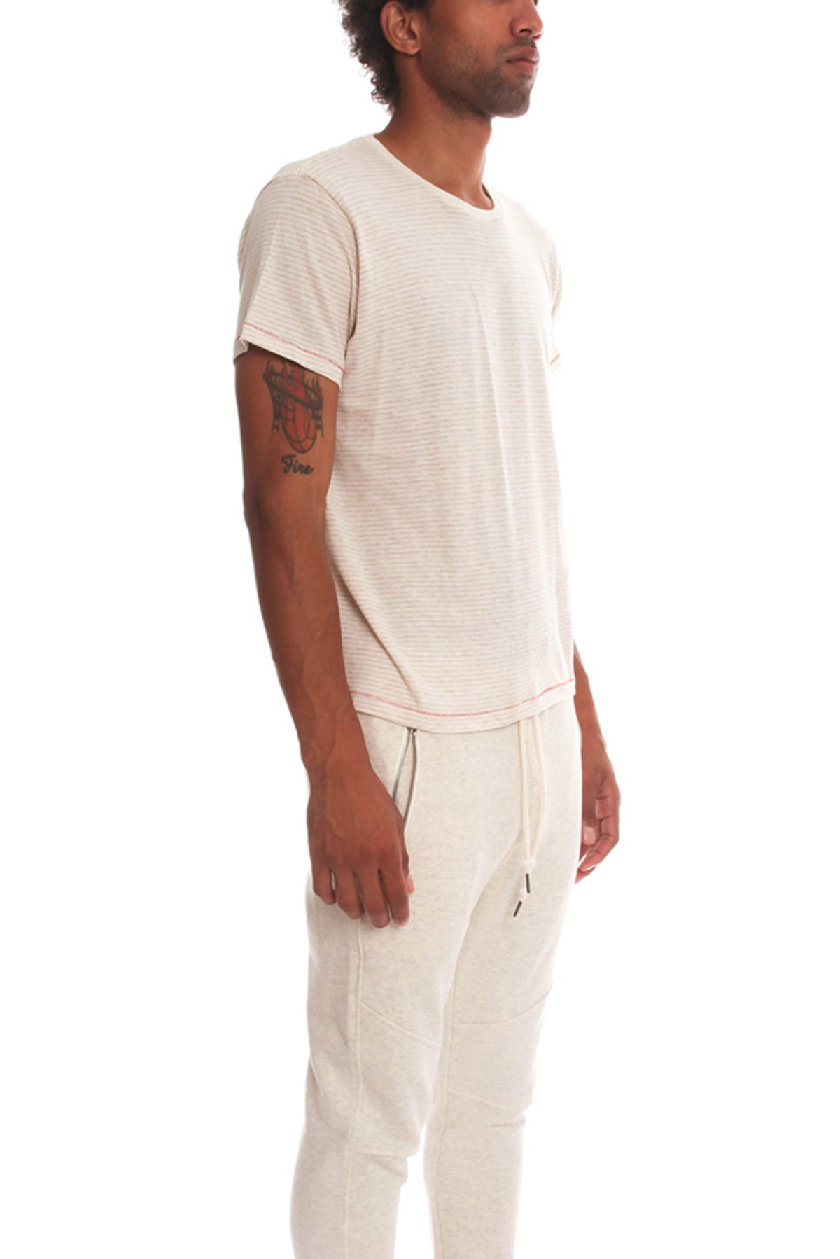 18 Waits Striped Classic T-Shirt - Cream - Image 2 of 4