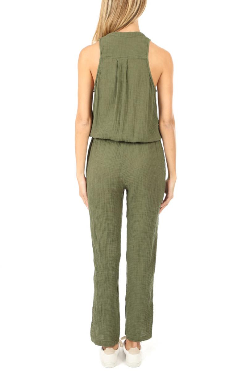 Bella Dahl Straight Leg Jumpsuit - Olive Branch