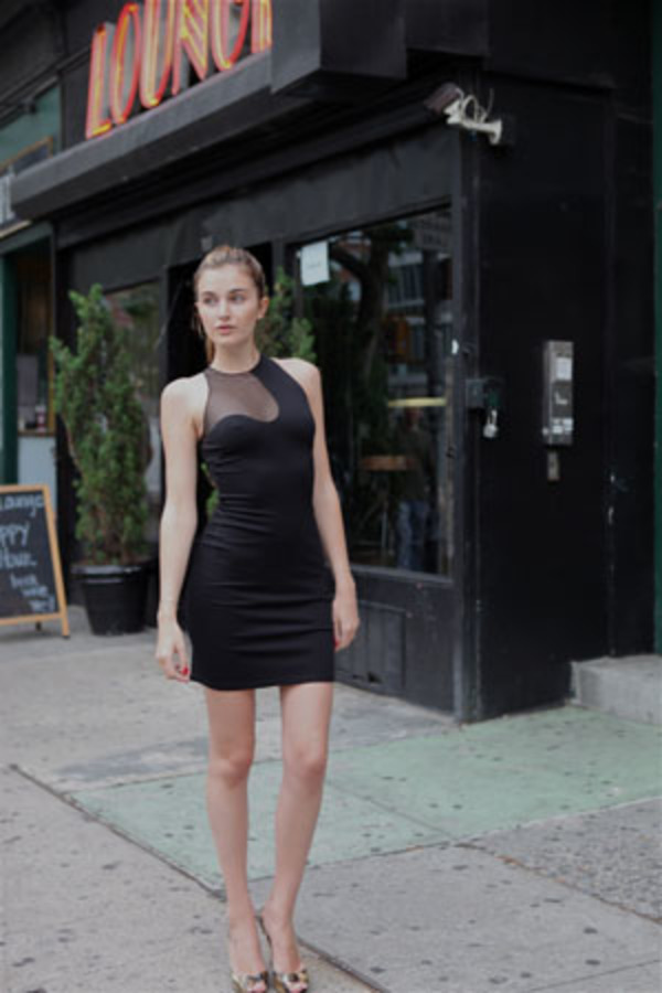 Alexander Wang Slim Dress w/Netting Cutout Detail - Black on Garmentory Alexander Wang Slim Dress w/Netting Cutout Detail - Black on Garmentory
