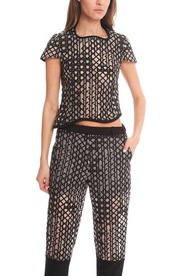 3.1 Phillip Lim Crop Shirt - Black/ivory 3.1 Phillip Lim Crop Shirt - Black/ivory