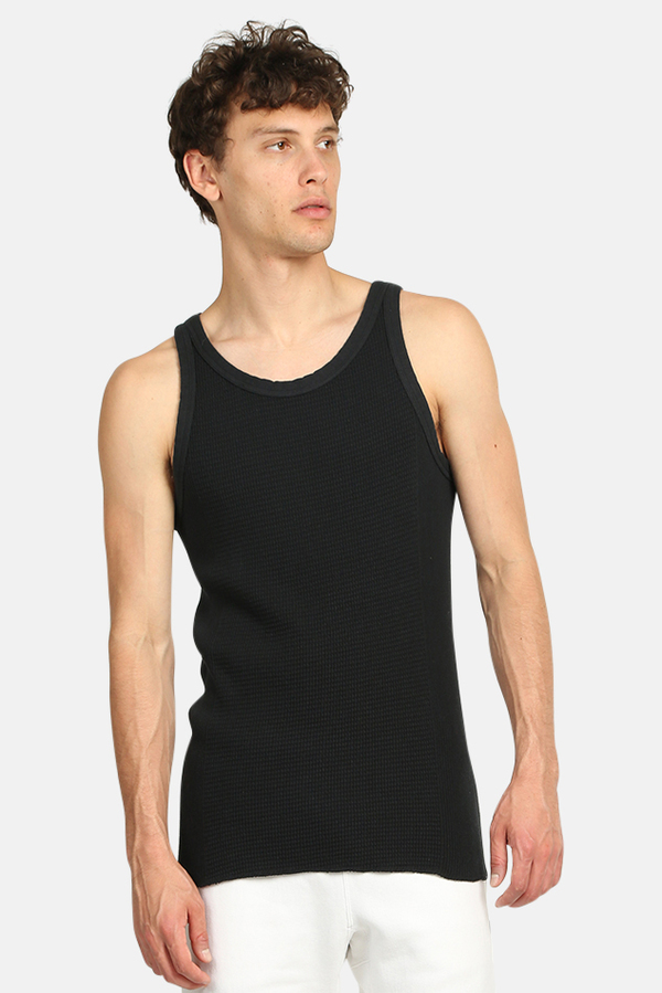 Waffle Knit Tank Top Men Fred Perry Cable Knit Tank Top In Black ASOS