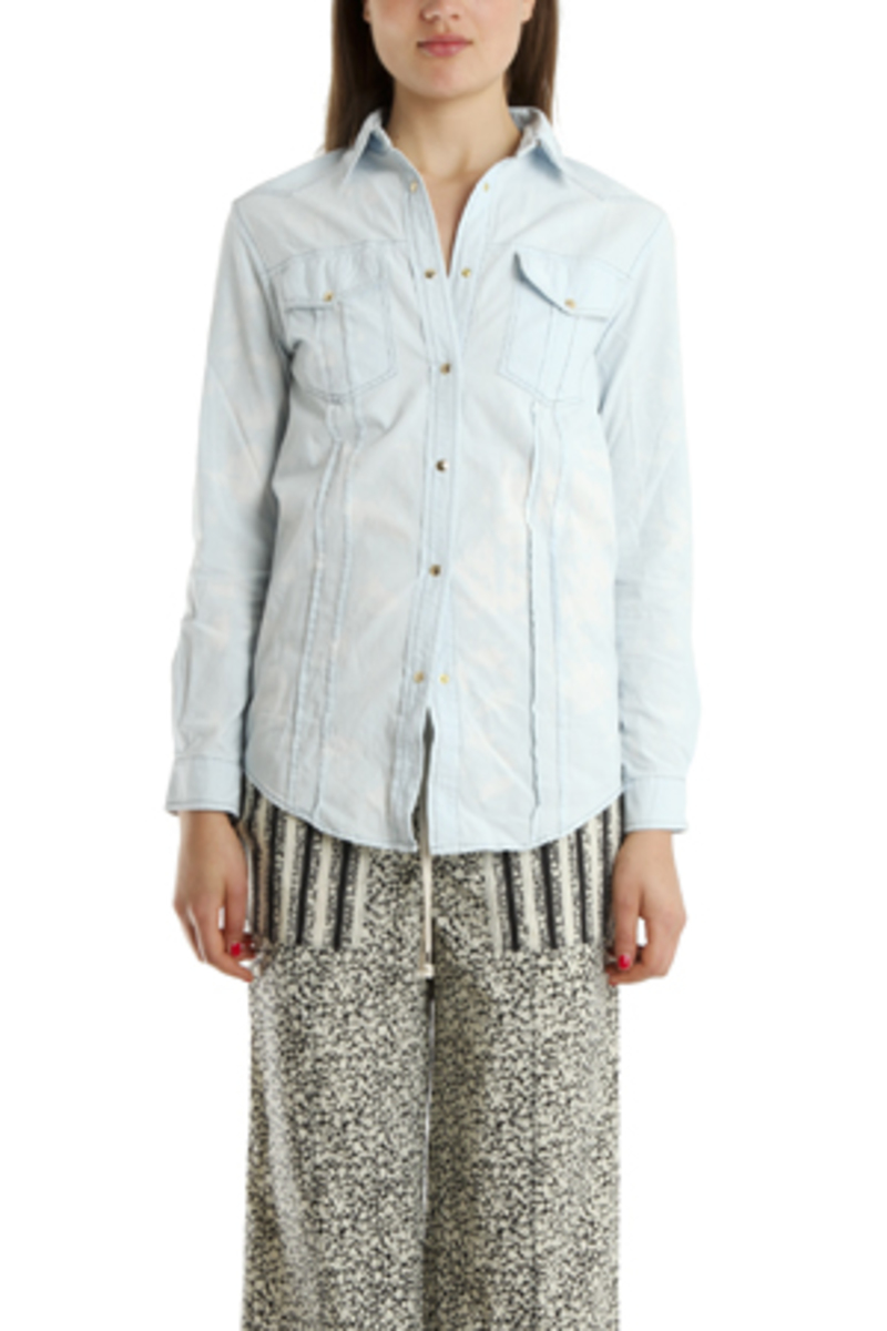 Pierre Balmain Bleachout Denim Shirt Light Blue Garmentory