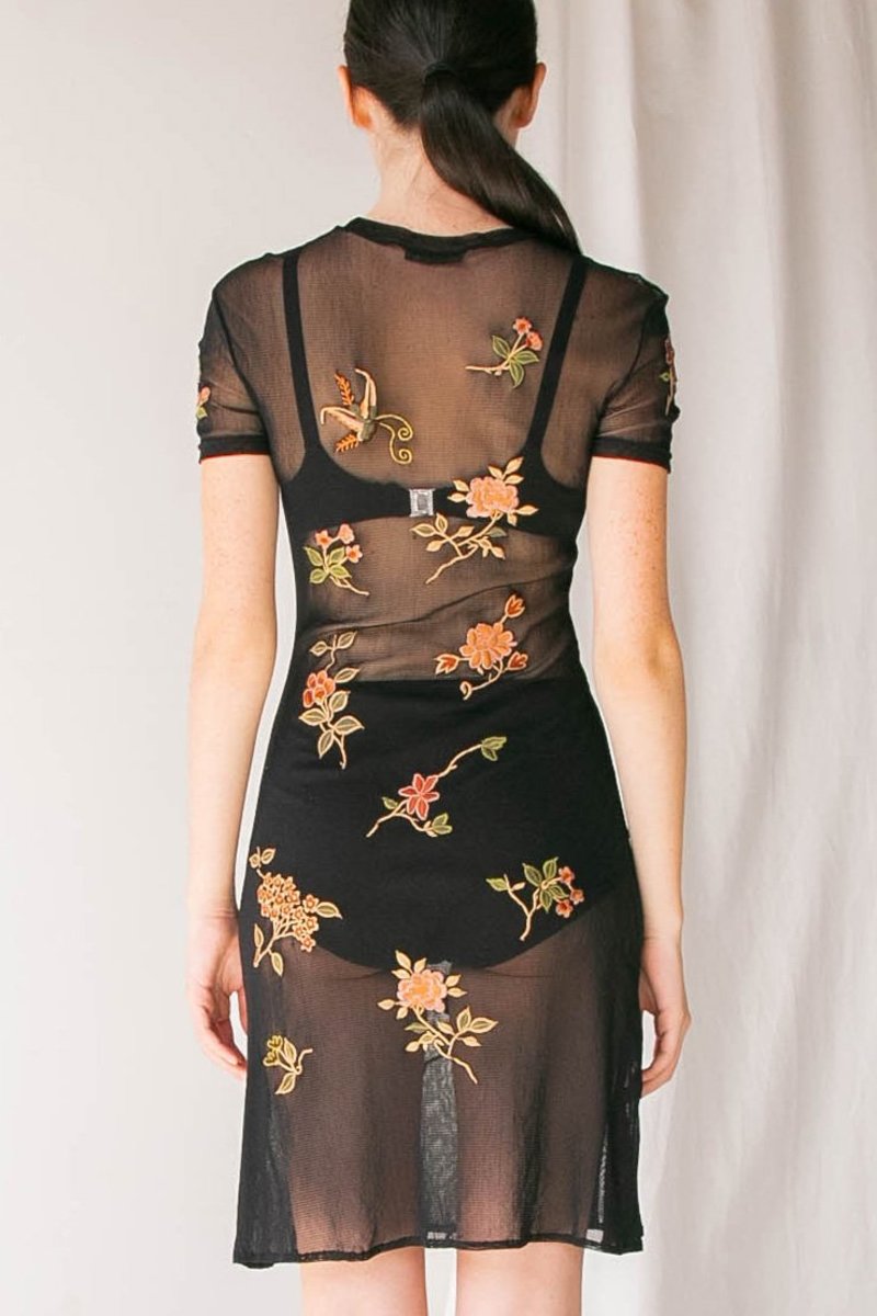 black dress embroidered roses Rose Embroider Black Dress main image 1