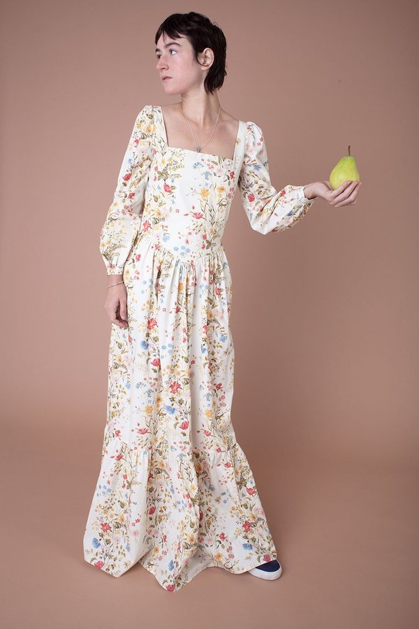 cream floral dress long sleeve Meadows Marigold - Great for any cup IndigoZoneFW25 Size:A/B Brown Jersey Shiny Lace Floral print