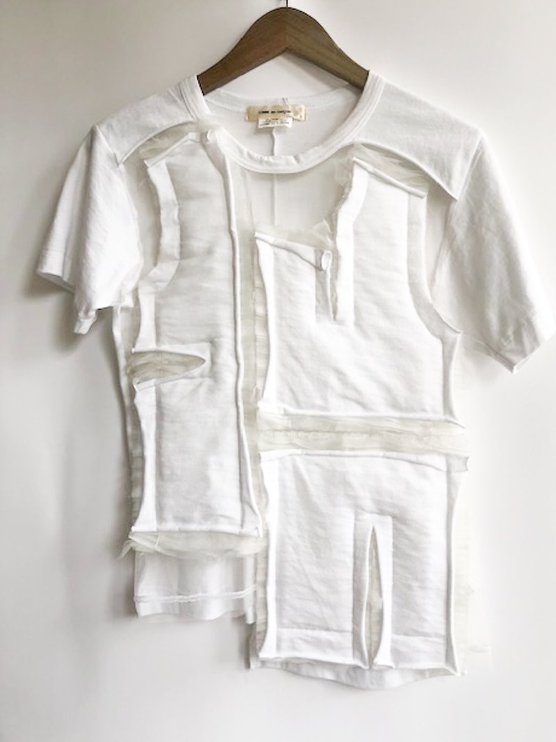 Pre-loved] Comme des Garçons Patchwork X T-shirt - White | Garmentory