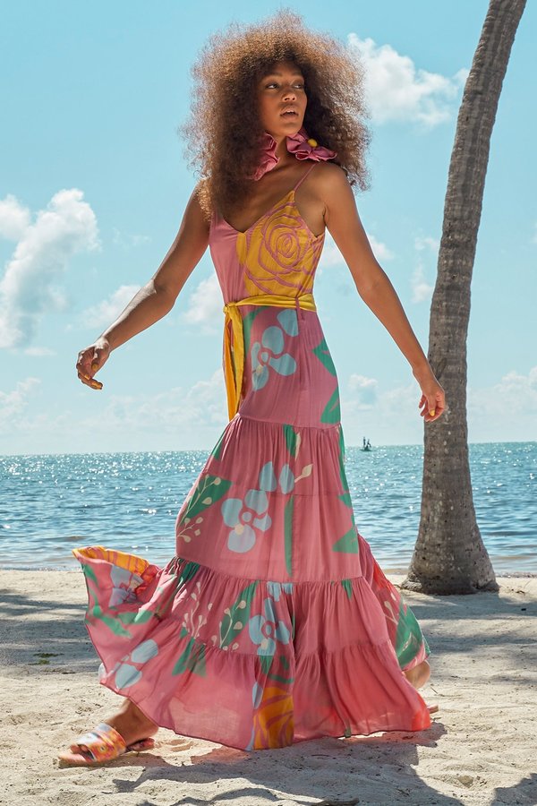 Carolina K Julia Dress in Wild Rose Peonies | Garmentory