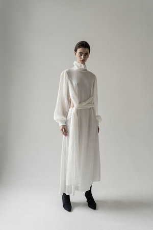 K M by L A N G E Windy Asymmetric Dress - White K M by L A N G E Windy Asymmetric Dress - White