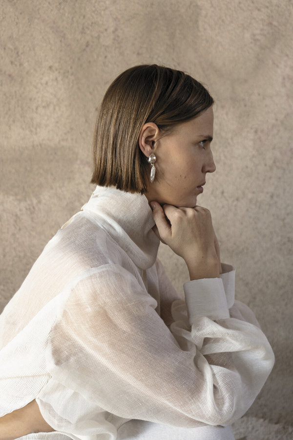 K M by L A N G E Windy Asymmetric Dress - White K M by L A N G E Windy Asymmetric Dress - White