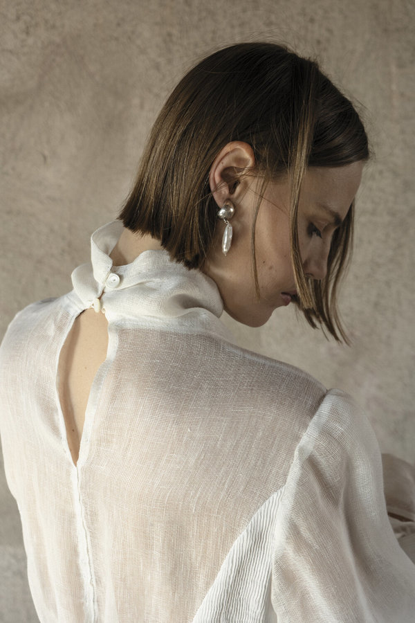 K M by L A N G E Windy Asymmetric Dress - White K M by L A N G E Windy Asymmetric Dress - White