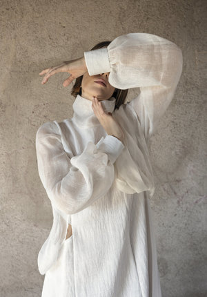 K M by L A N G E Windy Asymmetric Dress - White K M by L A N G E Windy Asymmetric Dress - White
