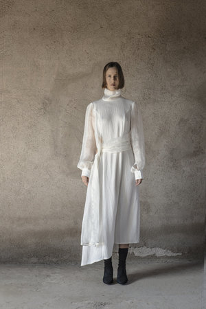 K M by L A N G E Windy Asymmetric Dress - White K M by L A N G E Windy Asymmetric Dress - White