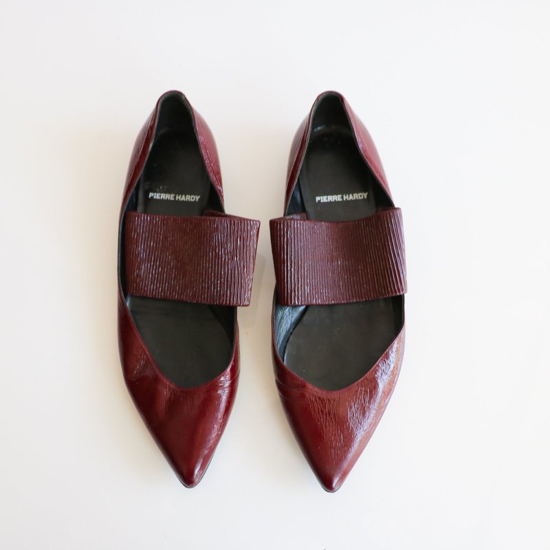 Pre-loved] Pierre Hardy Patent Leather Flats Burgundy Garmentory