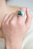 Vintage SQUARE TURQUOISE RING - Silver/Turquoise - Thumbnail 3